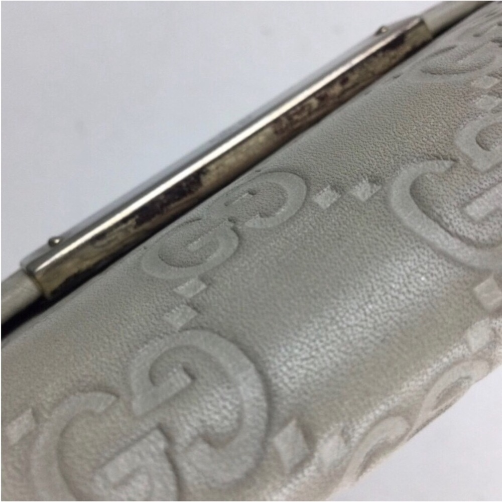 Gucci Guccisima Double G Embossed Gray Leather BiFold Flap Front Snap Wallet - Picture 12 of 13